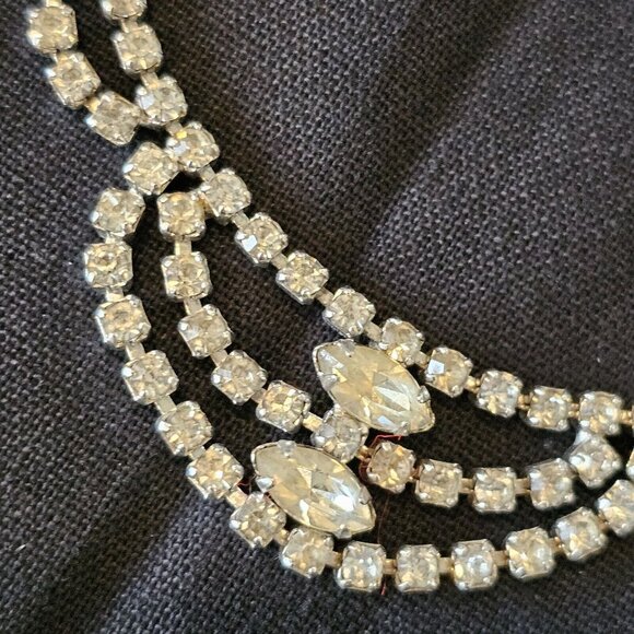 Vintage Kramer New York Choker Necklace Bracelet Set Clear‎ Rhinestones Sparkle - Picture 5 of 15